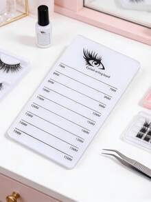 1个带刻度的亚克力睫毛嫁接胶水托盘 - 睫毛嫁接板和胶水滴管站，可重复使用的睫毛嫁接展示板，适用于DIY和专业美睫师 - 白色 - 查看 1