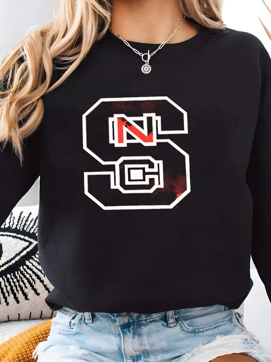 Women Plus Size Sports Sweatshirts - الأسود - مشاهدة 1