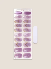 Emi Cured Gel Nail Strips , Clear Base, 20 Pcs Gel Nail Wraps, Stickers, UV Light Required, Salon Quality, Long Lasting,ES20 Cross-Border Wholesale Drop Shipping Red Book Same Style Nail Stickers Nail Stickers For Fingertips