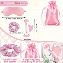 20件/4套婴儿派对用品礼盒套装，包含睡眠眼罩、面部按摩器和按摩棒、发圈、礼品袋，适用于婴儿派对游戏奖品、新娘送礼会回礼、婚礼礼物、性别揭晓派对、婴儿用品、怀孕公告等场合。 - 粉色 - 查看 2