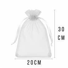 Kit 10/25/50/100 Un Saco Saquinho 20x30 Organza Tule Colorido Embalagem para Presente Festa Casamento - Preto - Visão 5