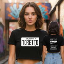 Cropped Camiseta Dominic Toretto Velozes Furiosos Carro Califórnia Feminino - Preto - Visão 1