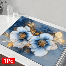 1pc Luxury Art Pattern Printed Absorbent Dish Drying Mat, Countertop Mat For Espresso Machine, Sink Drain Mat, Faucet Pad, Bathroom Cup Mat, Kitchen & Bathroom Accessories - Multicolor - View 14