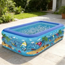Inflatable Summer Beach Fun Pool, Thickened Material With Beach Landscape Printing, Suitable For Garden And Outdoor Water Party, Portable And Foldable Design, Comes With Repair Patch - Beach Scenery Print - View 14