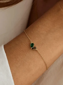 Customized Double Birthstone Heart Pendant Bracelet, Women's Mother's Jewelry Gift, Elegant Romantic Gift For Valentine's Day, Mother's Day, Stainless Steel Chain, Waterproof Summer Bracelet - As Shown - View 7