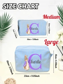 个性化化妆包，两种尺寸可选，多种颜色可选，个性化礼品，姓名手提袋，现代姓名，复活节，兔子，复活节复活，春天，复活节彩蛋，复活节篮子，定制礼品袋，字母组合礼品袋，大号复活节袋，定制复活节袋，复活节袋，复活节手提袋，儿童复活节袋，复活节彩蛋寻宝袋，兔子礼品袋，定制复活节礼品 - 彩色 - 查看 3