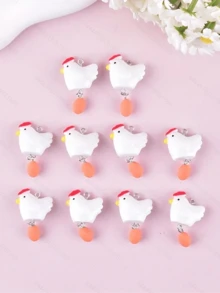 Bộ 6/10/20 món trang sức bằng nhựa hình gà mái và trứng dễ thương, mặt dây chuyền, bông tai, phụ kiện dây chuyền. - Gà mái và trứng - Xem 8
