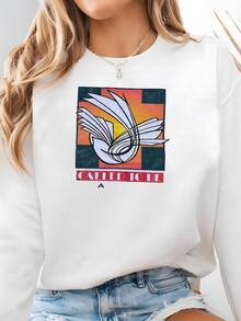 Women Plus Size Sports Sweatshirts - White - View 2
