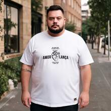 Men's Plus Size Gospel T-Shirt With "Love Without Fear" Print - Putih - View 1