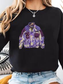 Women Plus Size Sports Sweatshirts - Black - View 1