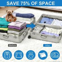 Travel Vacuum Bags With Portable Electric Pump, 12 Combo (3XL/3L/3M/3S) Compression Packing Seal Cubes For Clothing Suitcase Luggage Organizer, Space Saver Clothes Storage Bags - 黑與白 - 查看 3