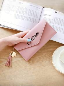 1pc/ Ladies' Personalized Name Tassel Clutch Wallet - An Elegant Handbag, Credit Card Slot And Soft Lining - The Perfect Gift For Birthdays, Anniversaries, Mother's Day, Valentine's Day, Christmas Or Daily Use, Carry A Wallet With A Clutch Every Day/Fashionable Clutch/Secure Snap Closure - Multicolor - View 6