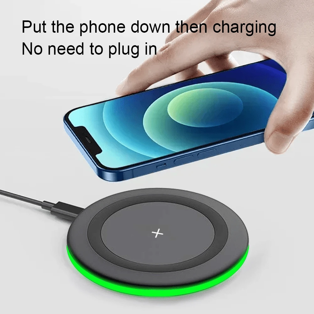 Charger Nirkabel 15W Maksimum, Alas Pengisian Daya Nirkabel Cepat yang Kompatibel dengan iPhone 16/15/14/13/12/SE/11/11 Pro/XS Max/XR/X/8 dan Galaxy S23/S22/Note
