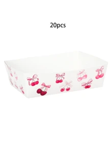 10 cái/20 cái/50 cái khay giấy đựng thức ăn hình nơ anh đào, số lượng lớn, đồ dùng tiệc sinh nhật hình nơ anh đào, khay đựng thức ăn dùng một lần hình thuyền nacho, khay đựng xúc xích, khoai tây chiên, bỏng ngô cho sinh nhật, tiệc mừng em bé, đám cưới. - Nhiều màu - Xem 10
