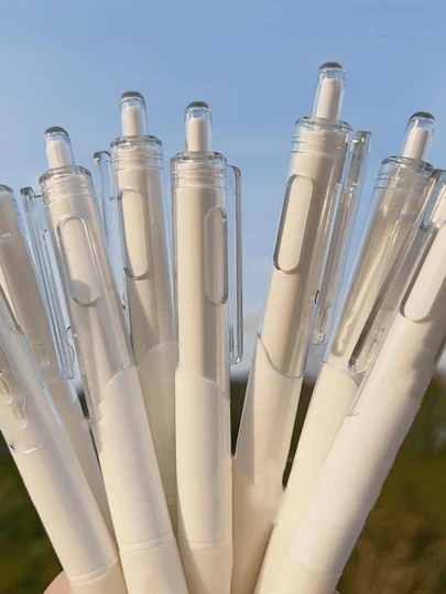 20/10/2/1 Pcs Gel Pens, White Barrel, Retractable Ballpoint Pen, 0.5mm Tip, Black Ink, Quick-Drying, Smooth Writing, Suitable For School, Business, Documents, Office, Diary, Writing, Notes, Suitable For Students, Office Workers, Teachers, School Supplies, Stationery, Learning Supplies