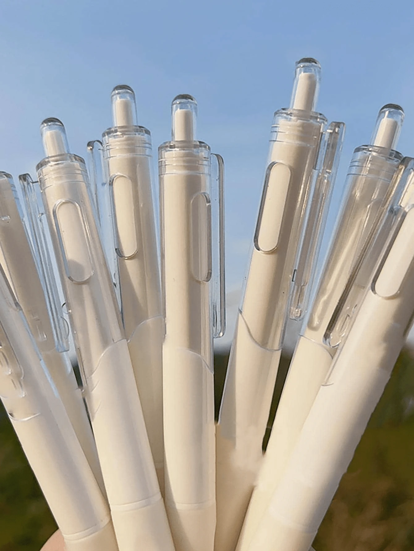 20/10/2/1 Pcs Gel Pens, White Barrel, Retractable Ballpoint Pen, 0.5mm Tip, Black Ink, Quick-Drying, Smooth Writing, Suitable For School, Business, Documents, Office, Diary, Writing, Notes, Suitable For Students, Office Workers, Teachers, School Supplies, Stationery, Learning Supplies - Multicolor - View 1