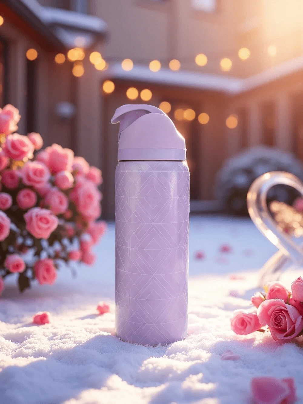 0walai Soft Lavender Note Vacuum Flask With Straw 32oz,945ML, Cold And Hot Water Can Be Insulated, Beautiful Appearance, Exquisite Workmanship, Suitable For Camping, Work, Indoor Use,Suitable For Gift,Perfect For Valentine's Day,Birthday,Giving Day. - 粉色 - 查看 1