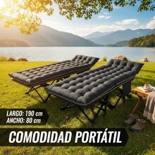 JM VAAL Cama plegable EXTRA resistente 190x80 cm, 300 lb, estructura de acero anti-humedad portátil, diseño y silencioso anti-ruido, ideal para terrazas CDMX, oficinas en casa, emergencias por sismos, y cuidado de la salud mental. - Negro - Ver 3