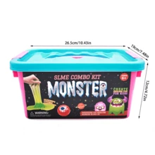 1盒怪兽主题史莱姆玩具套装，DIY手工玩具，史莱姆制作套装，趣味黏土雕塑制作，创意玩具，减压玩具，深受史莱姆爱好者喜爱，高级礼品套装，派对活动，挤压玩具，包含配件和模具 - 彩色 - 查看 10
