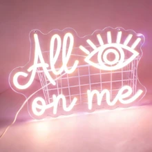 1pc All Eyes On Me Neon Light, Eye LED Sign Evil Eye Neon Light Eyelash LED Neon Light, White Neon Light Wall Decoration Sign Light, Girl Bedroom USB Powered Switch Game Room, Wedding Birthday Party
