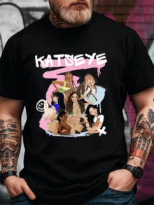 Camiseta vintage Katseye Kpop, regalo de camiseta musical para mujeres y hombres, camiseta oversized - Negro - Ver 1