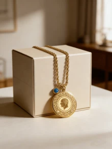 1 mặt dây chuyền hình đầu người già bằng thép không gỉ mạ vàng 18K, phụ kiện vòng cổ thời trang, trang trí độc đáo, vòng cổ nặng bằng thép titan phong cách hip-hop (Đóng gói trong túi OPP) - Vàng - Xem 3