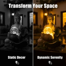 LUMIARTISAN Tabletop Zen Buddha Water Fountain With Color-Changing LED Crystal Ball - Cascading Indoor Water Feature, Quiet Pump Resin Figurine For Home/Office/Meditation Space Decor - 變體 - 查看 6