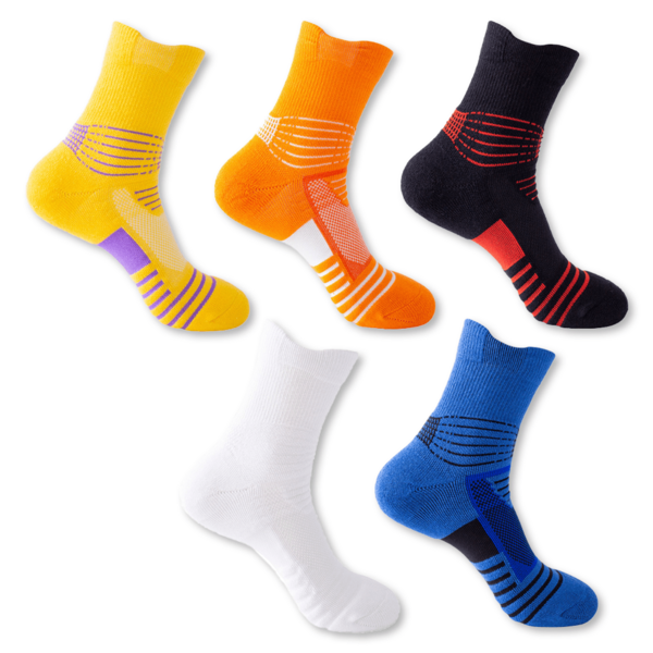 4 Pairs Men's Basketball Socks, Thickened Terry Cloth Bottom, Sports Ankle Socks, Suitable For Basketball, Running, Fitness