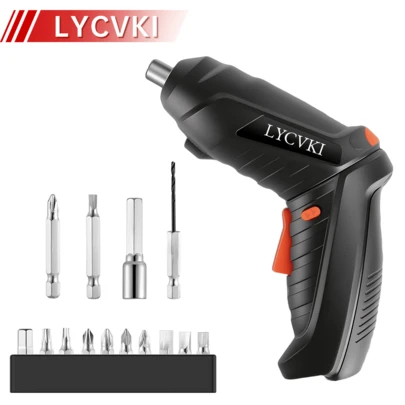 14件套电动螺丝刀套装，迷你折叠式电钻，90°旋转折叠手钻，紧凑型无绳螺丝刀钻，多功能家用维修电动工具套装，USB充电便携式无绳钻套装