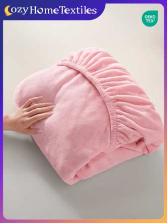 1件纯色水晶绒床笠，床上用品，床垫保护套，床罩，柔软家纺，透气防起球床垫垫，柔软亲肤，粉色，多种尺寸可选，家居装饰，卧室柔软舒适床上用品，通过Oeko-Tex认证，卧室装饰，居家生活，冬季床上用品