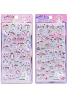 3D立体浮雕贴纸，可爱卡通女孩设计，趣味水晶果冻装饰贴纸，适用于水瓶，防水多用途贴纸，适用于桌面，多种款式（颜色可能略有差异） - 彩色 - 查看 5