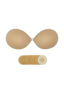 1/2pcs Solid Color Shell Shaped Adhesive Nipple Covers, Invisible Bras Strapless, Silicone Bras For Small Breasts - Multicolor - View 10