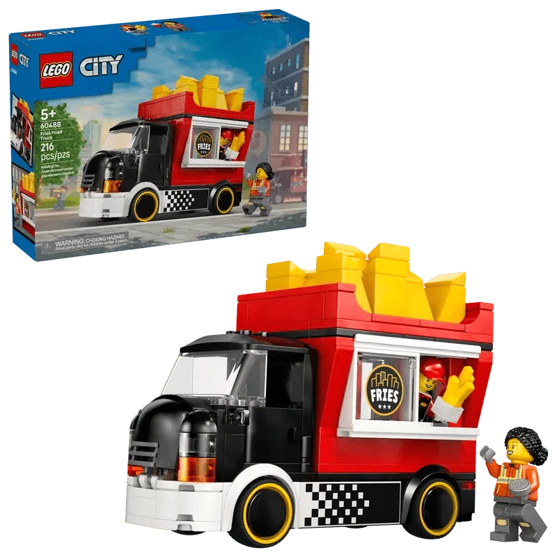  LEGO City Fries Food Truck Building Toy For Kids - Pretend Play Truck Toy For Boys & Girls, Ages 5+ - Mobile Restaurant Playset With 2 Minifigures & Detachable Kiosk - Gift Idea For Birthdays - 60488