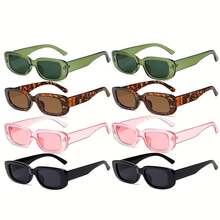 一套 8 副复古眼镜，小方框长方形款式，90 年代女士眼镜配饰。 - 彩色 - 查看 6