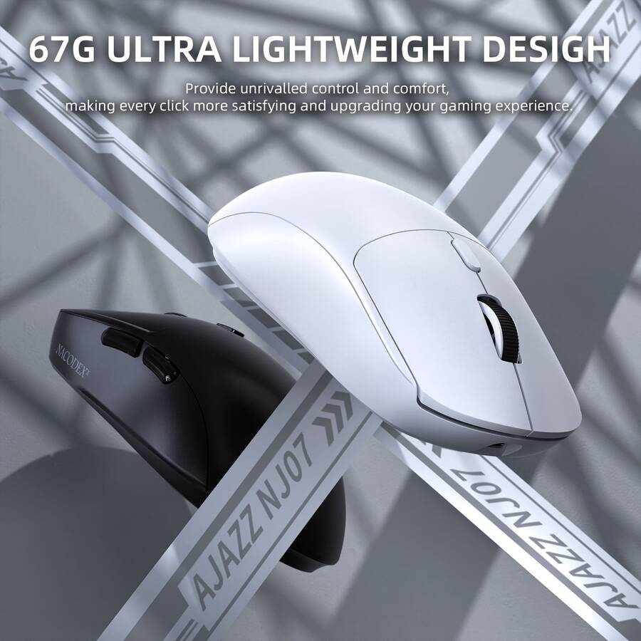 ATTACK SHARK A.JAZZ NJ07 Wireless Mouse, 67g Ultra-Light, Supports 2.4G/Bluetooth/USB-C 3 Connection Modes, 6-Level DPI Adjustment Up To 12800, 1000Hz Optical Sensor, Ergonomic Design, Long Battery Life, Suitable For PC - Multicolor - View 1