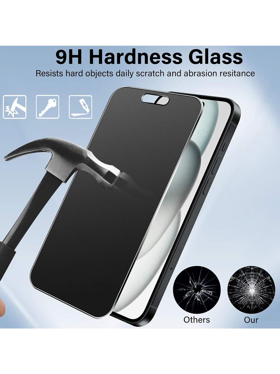 Yezodawee Protector de pantalla de vidrio templado mate con función anti-espionaje, diseñado para el 17 Pro Max, dureza 9H, diseño de cobertura completa, anti-huellas, anti-caídas, anti-reflejos. Adecuado para múltiples modelos de la serie M. - Negro - Ver 1