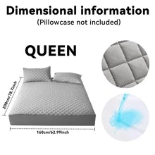 AVXLRQ Waterproof Mattress Protector, Non-Slip, Thickened, Solid Color, Quilted Mattress Cover With Deep Pocket (Soft And Comfortable), Machine Washable, Can Also Be Used Alone As A Mattress Cover, Suitable For Bedrooms, Guest Rooms And Hotel Mattress Protection, Exquisite And Thoughtful Gift. - 灰色 - 查看 18