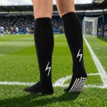 1 Pair High-Top Grip Socks With Lightning Pattern, Thick Terry Cushion, Non-Slip Sports Socks - Multicolor - View 4