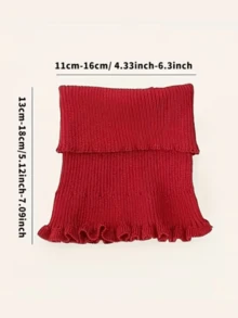 1pc Women's Knitted Shawl, Black, Beige, Red, Warm Knit, Autumn/Winter - Multicolor - View 2