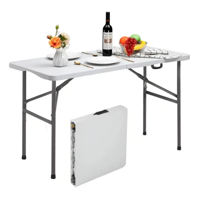 Mesa Plegable 120cm Exterior Jardín Plástico Tipo Portafolio Portatil
