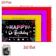 1件生日背景布，背景图案为音乐耳机和“生日快乐”字样，采用高清印花工艺，印制在涤纶面料上，适用于派对、庭院、生日派对和摄影用品。 - 彩色 - 查看 2