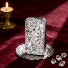 Cute Innovative Lighter, Dual Flame Windproof Lighter, Metal Embossed Rhinestone Butane Torch Lighter, Refillable Adjustable Flame - Khủng long trắng (Không có khí) - Xem 1