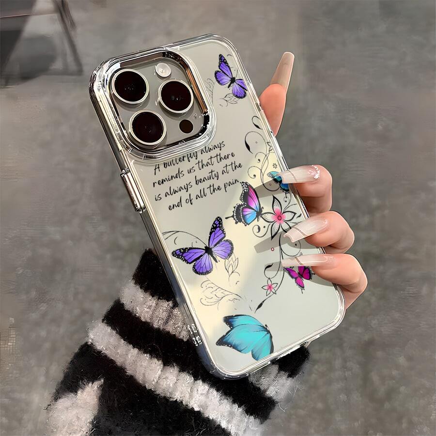 Esta colorida funda con letras y estampado de mariposas es compatible con varios modelos de teléfono, como OPPO Reno 16E/15/14/13/12/11/PRO/PLUS/PROMAX/MINI, S/A/M/NOTE, S/G/EDGE/E, Transition Spark/HANTOM/CAMON/INFINIX, Honor 400/PLAY/X/Y, OPPO Reno/A/F, OPPO Reno 14/Redmi/POCO/NOTE, etc. Transparente, sencilla, elegante y duradera, está hecha de TPU. Es ideal para celebraciones como San Valentín, Halloween y Navidad, y es ideal para uso personal o como regalo. - transparente - Ver 1
