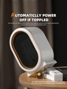 1 Peça Aquecedor Elétrico Portátil, Aquecedor de Baixo Consumo de Energia, Aquecedor de Ambiente, Aquecedor Elétrico PTC de Aquecimento Rápido, Aquecedor de Espaço Pequeno para Escritório, Dormitório, Quarto, com Proteção Contra Superaquecimento e Interruptor Anti-Tombamento, Aquecedor de Espaço Portátil, Presentes de Natal, Presentes para Homens/Mulheres, Presente do Dia dos Namorados - Entrada do tipo CE C (220-240V) - Visão 7