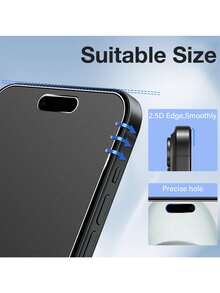 Yezodawee Protector de pantalla de vidrio templado mate con función anti-espionaje, diseñado para el 17 Pro Max, dureza 9H, diseño de cobertura completa, anti-huellas, anti-caídas, anti-reflejos. Adecuado para múltiples modelos de la serie M. - Negro - Ver 6