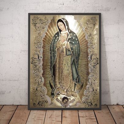 1Pc Unframed Our Lady Of Guadalupe Canvas Posters, Religious Wall Art, Catholic Wall Decor, Waterproof Canvas Wall Art, Artwork Wall Painting For Gift, Wall Picture For Living Room, Bedroom, Dining Room, Corridor, Home And Dormitory Decoration
