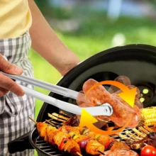 1pc Rotatable Stainless Steel Food Clip, Hot Dog Tong, Barbecue Meat Clamp - Silver - View 3