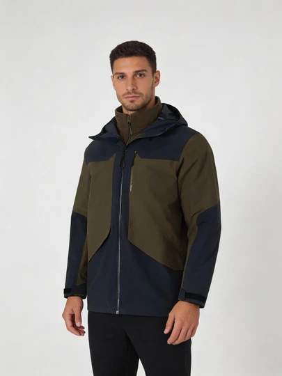 Under Armour Chaqueta 3 en 1 APAC M Urban OD - Negro, chaqueta/abrigo con capucha de corte holgado para hombres, para uso diario y correr