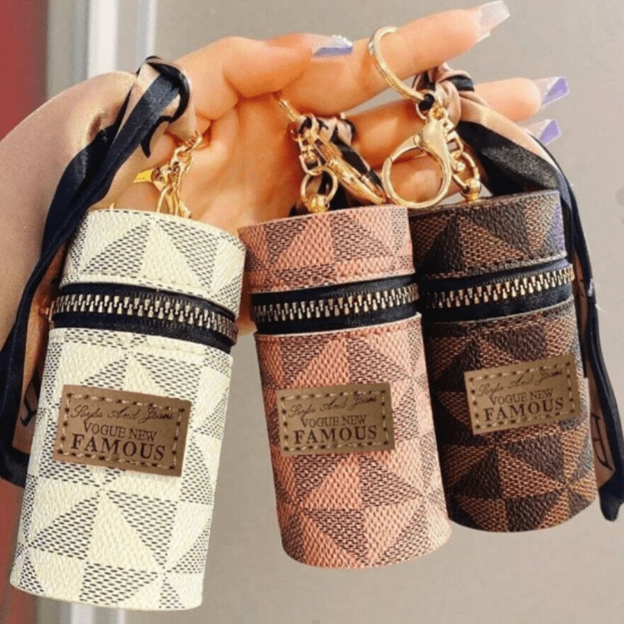 1个时尚便携新款口红盒零钱包汽车钥匙链，迷你奢华钥匙扣 - 彩色 - 查看 1