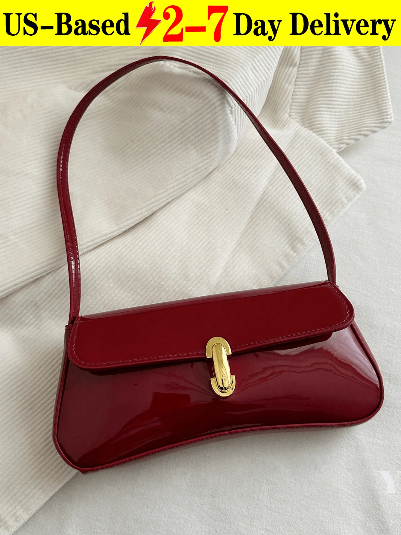 Women's Vintage Faux Oiled Leather Underarm Shoulder Bag With Buckle Metal Decor. It's An Elegant Underarm Shoulder Bag, Suitable For Dating, Outing, Party, Work, And Commute. This Retro - Inspired Vintage Bag For Women Can Also Be Used As A Valentine's Day, Thanksgiving, Or Christmas Gift. - 彩色 - 查看 1